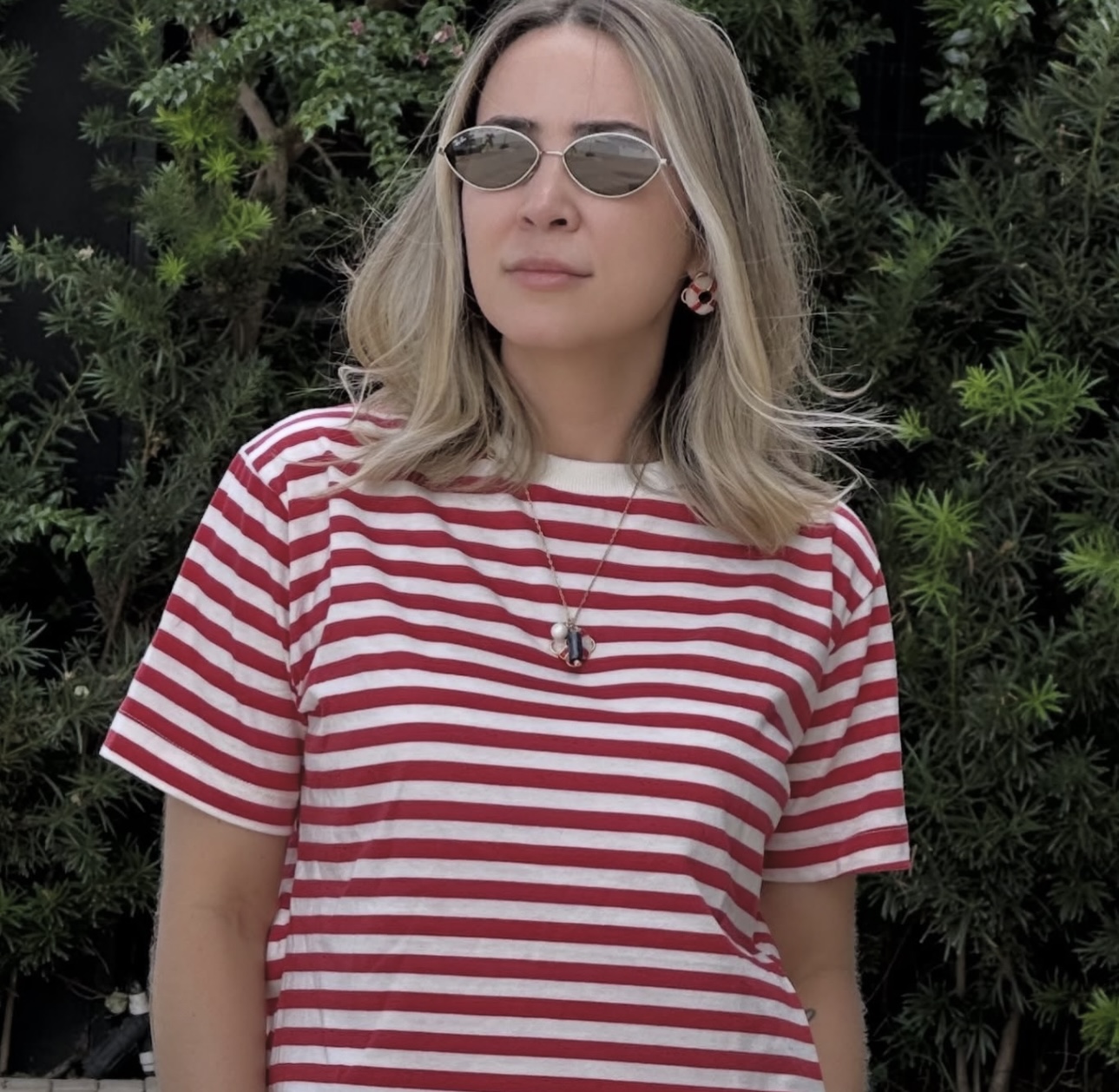 T-shirt listras vermelha
